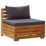 Canapea mijloc modulară cu perne, 1 buc., lemn masiv de acacia, vidaXL