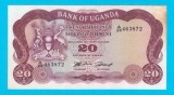 Bancnotă Uganda (pick 3) 20 Shillings 1966 XF+ serie: A/24 463872