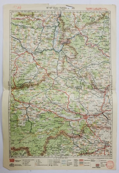 HARTA ZONEI TURDA , CLUJ , ZALAU , LITOGRAFIE DE M.D. MOLDOVEANU , 1936
