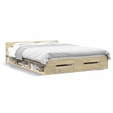 Cumpara ieftin Cadru de pat cu sertare stejar sonoma 140x190 cm lemn prelucrat
