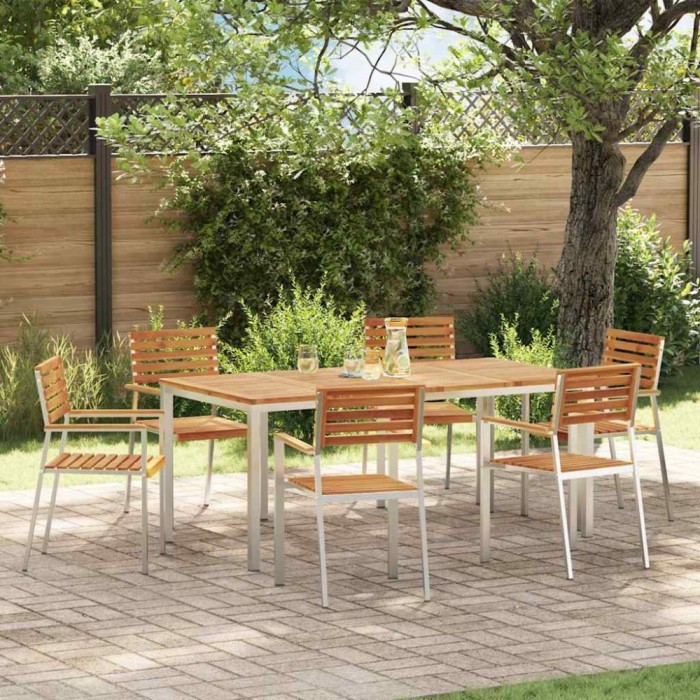 vidaXL Setdediningpentrugrădină 7 pcs Maro Lemn de acacia masiv 3334778
