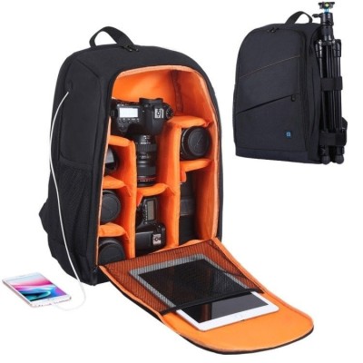 Rucsac pentru camera, echipament foto, impermeabil, 43 x 30 x 19.5 cm, negru portocaliu foto