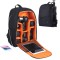 Rucsac pentru camera, echipament foto, impermeabil, 43 x 30 x 19.5 cm, negru portocaliu