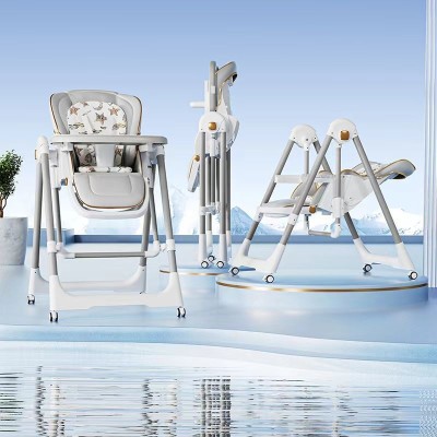 Foldable multifunctional baby dining chair-color: light gray foto