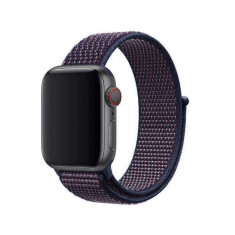 Bratara indigo nylon Apple Watch 38mm, curea ceas seria 1, 2, 3 foto