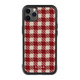 Husa iPhone 11 Pro Max - Skino Gingham Red, rosu bej