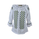 Bluza tip ie dama B23, alb trandafir/verde , marimea L