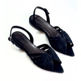 Sandale din piele intoarsa cu bareta la spate Ruby Black