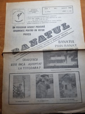 ziarul banatul august 1990 - anul 1,nr. 1 - prima aparitie a ziarului foto