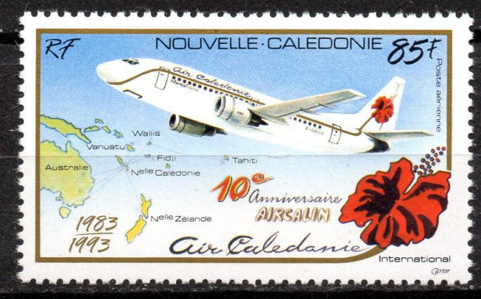 NOUA CALEDONIE 1993, Aviatie, serie neuzată, MNH