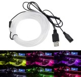 Cumpara ieftin Lumini ambientale auto LED RGB, conectare USB cu telecomanda pe fir, 3 metri, BZRSH