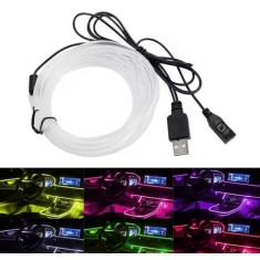 Lumini ambientale auto LED RGB, conectare USB cu telecomanda pe fir, 3 metri, BZRSH