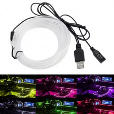 Lumini ambientale auto LED RGB, conectare USB cu telecomanda pe fir, 3 metri, BZRSH