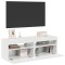 Comode TV cu lumini LED, 2 buc., alb extralucios, 60x35x40 cm
