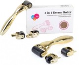 Derma Roller Facial 3in1 Enzo Titan Gold: Mezoterapie, Anti-Riduri, Cicatrici, Celulită - 180/600/200 Ace 0.5/1.0/1.5mm