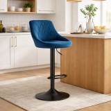 Cumpara ieftin Scaun de bucatarie/bar, Artool, Kast, rotativ, catifea bleumarin, picior metal negru, 45.5x49x85-105 cm