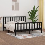Cumpara ieftin Cadru de pat, negru, 200x200 cm, lemn masiv