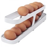 Suport pentru oua, pentru usa frigiderului, cu doua straturi, 36x8.2x10cm, alb, Flippy