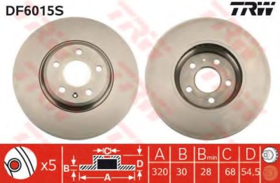 Disc frana AUDI A4 (8K2, B8) (2007 - 2015) TRW DF6015S foto