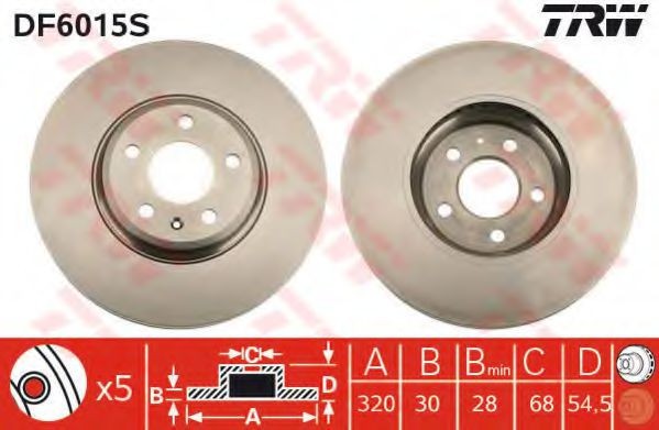 Disc frana AUDI A4 (8K2, B8) (2007 - 2015) TRW DF6015S