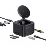 Hub USB-C Baseus MagPro II 7in1, 1 x USB-A - 2 x USB-C - 1 x HDMI - 1 x QI - 1 x SD - 1 x microSD, Negru B00072900121-00