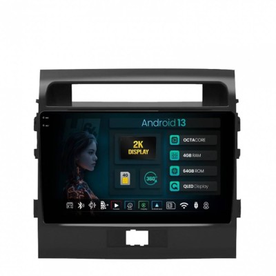 Navigatie 2K Toyota Land Cruiser 200 (2007-2015) 4GB RAM Android 13 Octacore Slot Sim 4G DSP GPS Wi-FI Carplay Android Auto USB Bluetooth Waze Touchsc foto