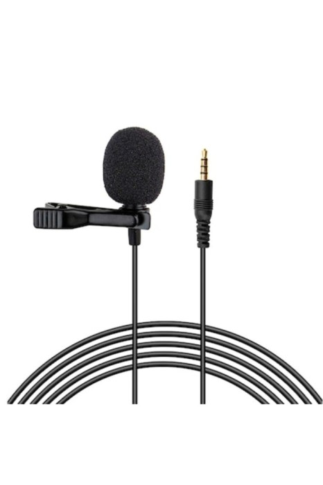 Microfon Lavalier, cu fir, mufă de 3,5 mm, 1,5 m, negru