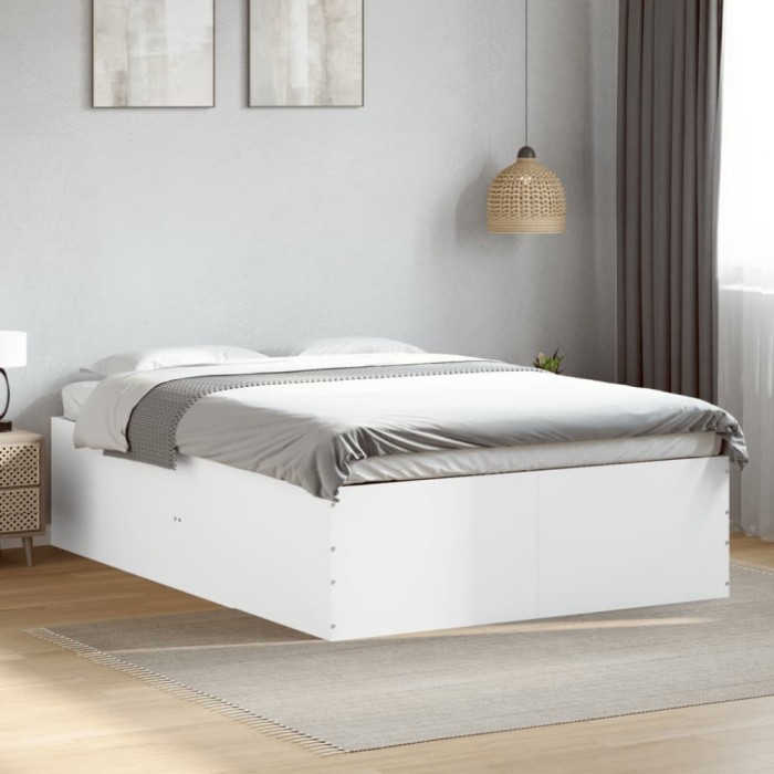 vidaXL Cadru de pat, alb, 120x190 cm, lemn prelucrat 3280951
