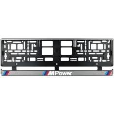 Set 2 bucati, suport numar inmatriculare argintiu MPower