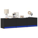 Cumpara ieftin Dulap TV cu LED, negru, 165x34x40 cm, lemn prelucrat