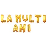Baloane Folie La Multi Ani, Auriu, Set 10 Buc, Ropet, Aniversare, Petrecere, Decoratiuni, Betisor Inclus, Rafie Inclusa