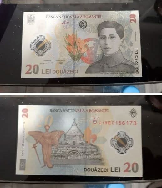 Bancnota f. Rara cu chipul Ecaterinei Teodoroiu. 20 lei, necirculata.