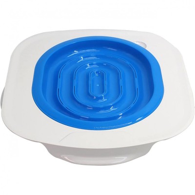 Set Antrenament Toaleta pentru Pisici, Plastic, Albastru si Alb, 42x42x4cm foto