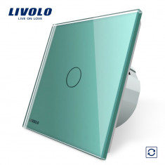 Intrerupator cu revenire Livolo cu touch din sticla, Verde foto