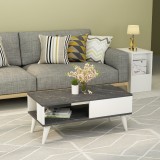 Masa de cafea Ludvika 90x45x40cm negru efect marmura / alb [en.casa] HausGarden Leisure