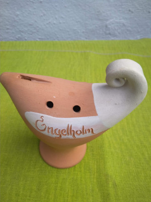 Ocarina suedeza din ceramica Engelholm, semnata OA foto