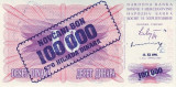 Bosnia si Hertegovina 100.000 Dinari 10.11.1993 (NOVCANI BON) - P-34b UNC !!!