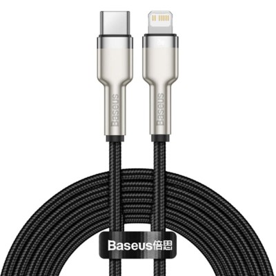 Baseus - Data Cable Cafule Series Metal (CATLJK-01) - Type-C to Lightning, 20W, 25cm - Black foto
