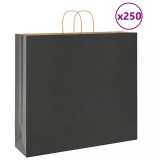 vidaXL Pungi de h&acirc;rtie 250 buc cu m&acirc;nere negre 54x15x49 cm