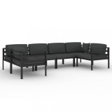 Set mobilier de gradina cu perne, 6 piese, antracit, aluminiu