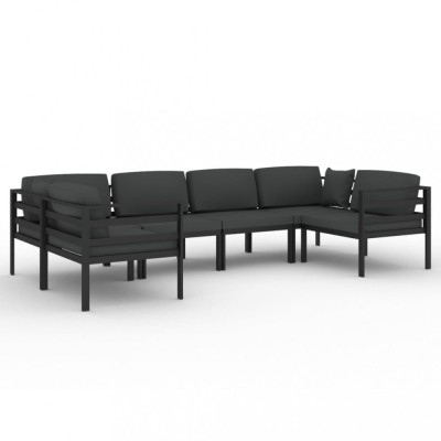 Set mobilier de gradina cu perne, 6 piese, antracit, aluminiu foto