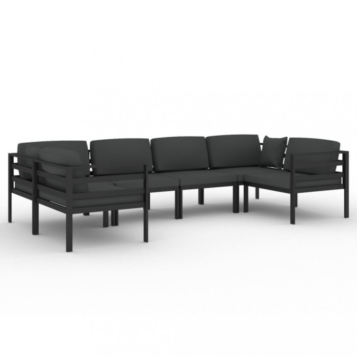 Set mobilier de gradina cu perne, 6 piese, antracit, aluminiu