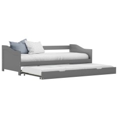 Cadru pat canapea, extensibil, gri, 90 x 200 cm, lemn de pin
