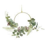 Cumpara ieftin Ornament - Iron Ring with Flowermix - Green | Kaemingk