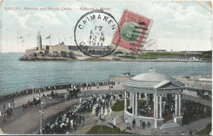 AMS* - CP HAVANA, CUBA, MALECON AND MORRO CASTLE 1911 CIRCULATA