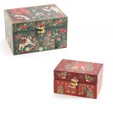 Set 2 cutii decorative Craciun lemn 20x14x12 cm, 16x11x9 cm