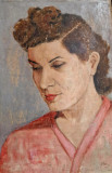 Tablou Platon C. Portret femeie, ulei pe carton, Portrete, Realism, ALL