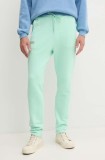American Vintage pantaloni de trening culoarea turcoaz, neted, MIZU05BH24