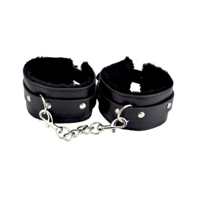 Bound to Please Furry Plush Wrist Cuffs Black foto