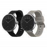 Set 2 curele kwmobile pentru Withings ScanWatch 38mm/Steel HR 36mm/Move ECG, Silicon, Negru/Gri, 60575.01